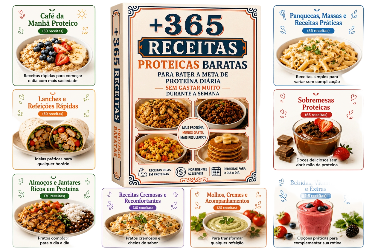 Mosaico com prévia das 357 receitas extras da Chef Luana