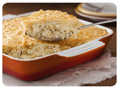 FRANGO CREMOSO COM ARROZ E QUEIJO